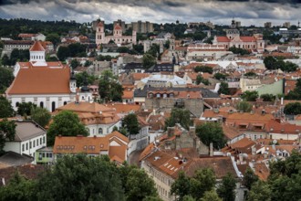 Panorama of Old Vilnius with view of Gediminas and Bernardinu Streets, Vilnius, Lithuania