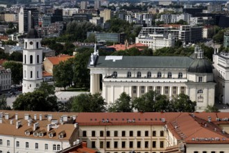 View of Cathedral Square from St. John's Church Tower in sunny weather, Vilnius, Lithuania