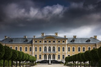 Ruhenthal Castle in Rundale with impressive façade and clouds, Rundale, Latvia