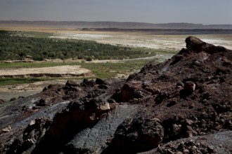 View from Bordj Est of a vast desert landscape near Erfoud, Erfoud, Bordj Est