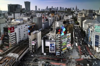 View from Shibuya Scramble Square Tower with view over Tokyo by day, Tokyo, Shibuya, Japan