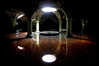 Atmospheric cistern in the Cité Portugaise of El Jadida with water reflection, El Jadida,