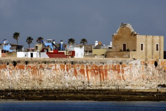 Historic buildings and city walls of the Cité Portugaise of El Jadida with sea views, El Jadida,