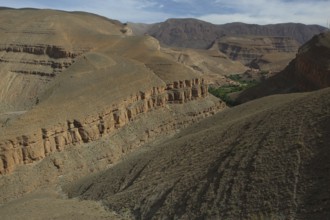Geological structures of the Dadès Gorge in a low-vegetation area, Dadès Gorge, Morocco