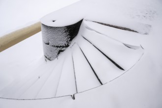 Snowy stairs, wintery Turku or Swedish Åbo, Varsinais-Suomi, Finland