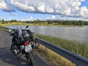 Sparreholm, Södermanlands län, Sweden, BMW G 650 GS Sertao Enduro motorcycle trip along a lake