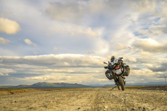 Falkvålen, Bruksvallarna, Jämtland, Sweden, BMW G 650 GS Sertao enduro motorcycle on gravel road