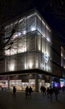 Night view, Galeria Kaufhof, logo, department store chain, retail store, downtown, city, pedestrian