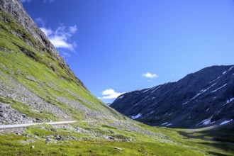 Geiranger, Møre og Romsdal province, Norway, mountain landscape with Geirangervegen road, under