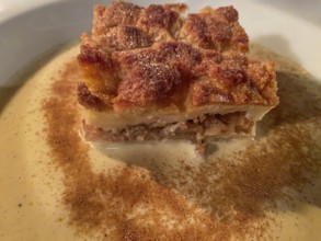 Oven pancake with apple and cinnamon, dessert, on plate, food, Stuttgart, Baden-Württemberg,
