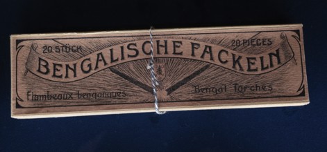 Matchboxes with old label design for Bengali torches, Tändsticksmuseet match museum or match
