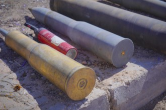 In Seiyun, Yemen on January 04, 2026, abandoned tanks and unexploded artillery shells litter the