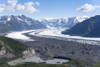 View of impressive mountain landscape with the Matanuska Glacier tongue, Lion's Head, Chugach