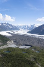 View of impressive mountain landscape with the Matanuska Glacier tongue, Lion's Head, Chugach