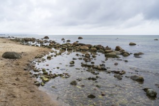 Boulders on the Baltic Sea Beach, Baltic resort Göhren, Rügen Island, Mecklenburg-Western