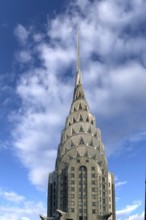 Chrysler Building, built in 1930 in Art Deco style, Cloudy Sky, New York City, USA