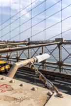 Vehicular traffic lanes, Brooklyn Bridge, New York, USA