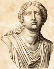 Bust of Niobe, Greek mythology, wife of the Theban king Amphion, transformed into marble according