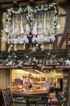 Christmassy decorated shop, Old Town, Colmar, Haut-Rhin Department, Alsace, France
