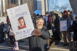 Detroit, Michigan USA - 11 January 2026 - A protest organized by Indivisible Michigan protested the