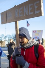 Detroit, Michigan USA - 11 January 2026 - A protest organized by Indivisible Michigan protested the