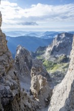View of mountains from the Bocca degli Armi ridge, access to the Via Ferrata Bocciere Centrale via