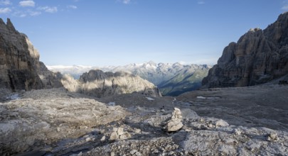 View of the Adamello Mountains, Brenta Mountains, Brenta-Adamello Natural Park, Trentino, Italy
