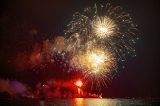 Colourful fireworks in the night sky above Dümmer See annual large fireworks with the name Der
