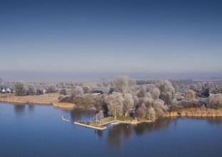 Lembruch, Lower Saxony, Germany, aerial view of one of the eastern shore of Eickhöpen am Dümmer