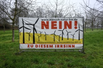 Poster against wind power, wind turbines, wind energy, near Kappelrodeck, Ortenau-Kreis,
