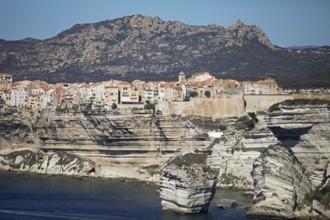 Ville haute or upper town on the Île de Fazio headland, medieval old town, Bonifacio, Corse-du-Sud