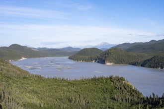 View of the huge Copper River, McCarthy Highway, Wrangell St. Elias National Park, Alaska, USA