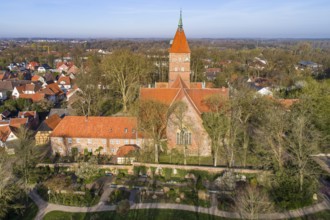 Aerial view of Alexander church, Wildeshausen, Lower Saxony, Germany