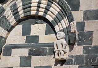 Portal details of the Romanesque Pisan church of San Michele de Murato, Bevinco Valley, Haute-Corse