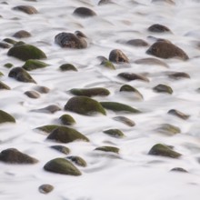 Stones in the foam of waves off Madeira, water, ocean, Jardim do Mar, Madeira, Portugal
