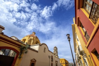 Oaxaca, Mexico, Scenic old city streets and colorful colonial buildings in historic city center