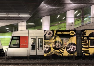 Graf-Adolf-Platz subway station with Rheinbahn, Düsseldorf, North Rhine-Westphalia, Germany