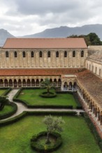 Famous Benedictine monastery cloister, courtyard garden, Norman architecture, Monreale Cathedral,