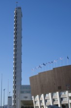 Tower with external staircase, Olympic Stadium, architects Yrjö Lindegren and Toivo Jäntti,