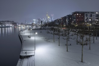 Snowfalls and freezing temperatures have transformed the banks of the Main and Frankfurt banking