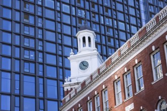 USA, streets of Portland city downtown, financial center and Pioneer Village district