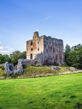 Ruins of Norham Castle and River Tweed, Norham, Northumberland, England, United Kingdom