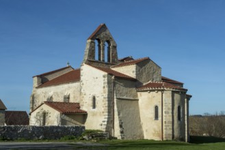 St Andrew's Church, romanesque church of Taxat-Senat. Allier department. Auvergne Rhone Alpes.