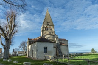 Painted church St Aignan's, Church of Begues. Allier department. Auvergne Rhone Alpes. France.