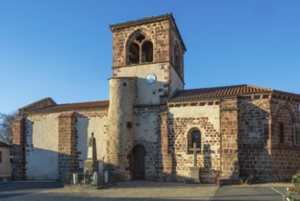Azerat village. Roman church Saint-Jean-Baptiste . Haute Loire. Auvergne Rhone Alpes. France