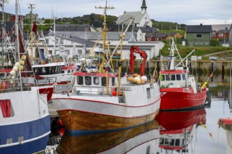 Fishing boats Fishing vessels are moored in Berlevag harbour in the north of the Varanger Peninsula