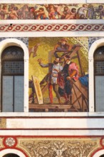 Mosaic painting at Palazzo Barbarigo on the Grand Canal, Venice, Veneto, Italy