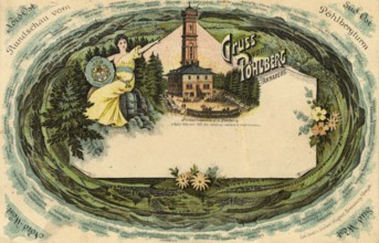 Annaberg in Saxony, Pöhlbergturm, city in the Ore Mountains, Erzgebirgskreis, Saxony, postcard,