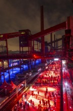Ice rink at the Zollverein coking plant, ice skating with music and many lighting effects, Essen,
