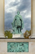 Heroes' Square, Hungarian leader Statue in the Millenium Monument, Budapest, Hungary